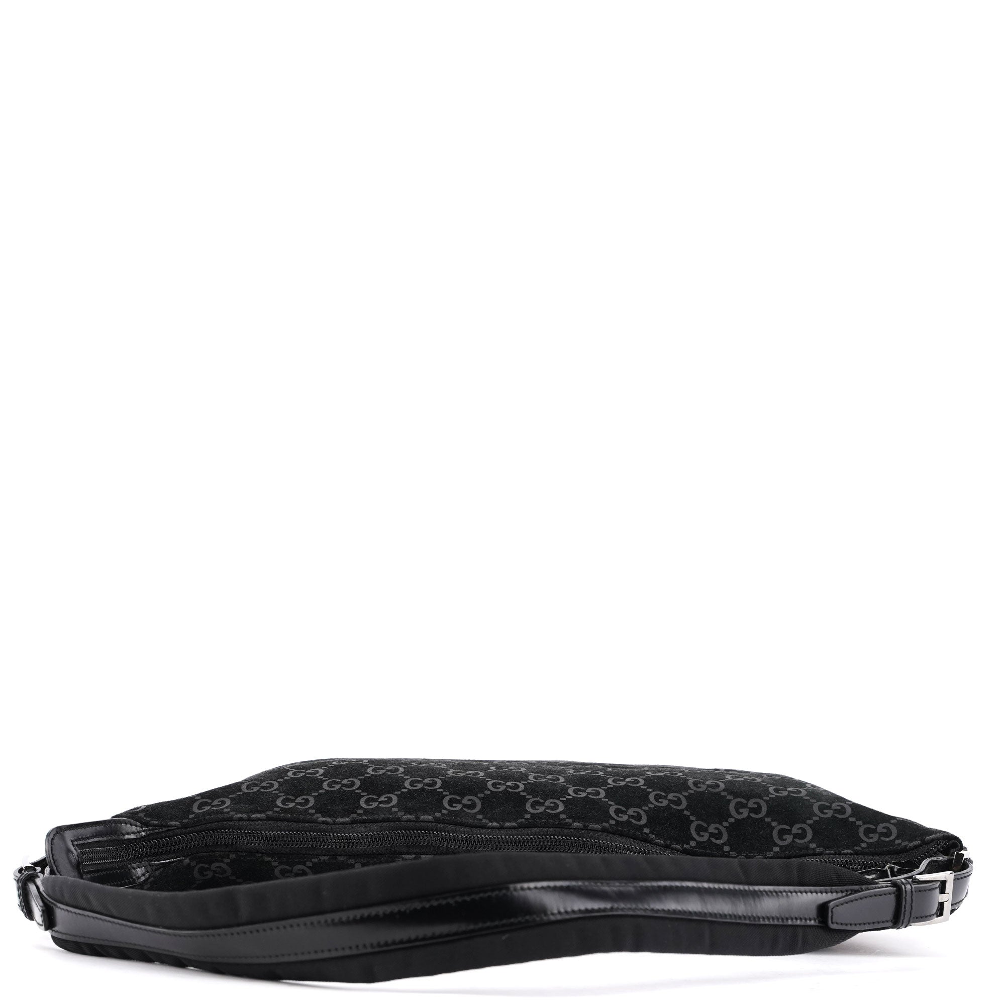 001 1206 Black Suede GG Shoulder Bag