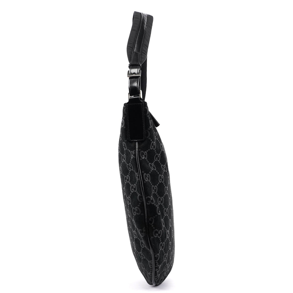 001 1206 Black Suede GG Shoulder Bag