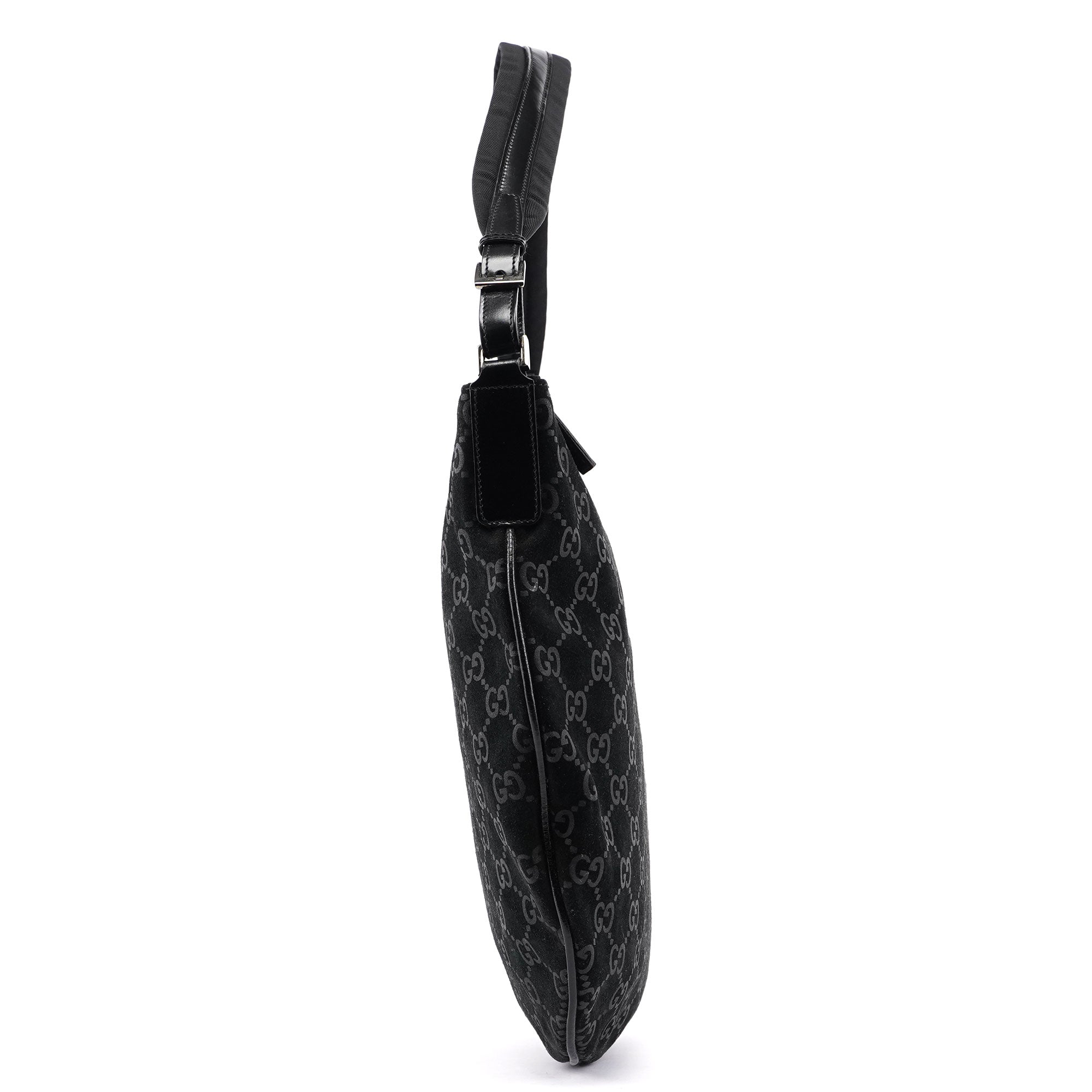 001 1206 Black Suede GG Shoulder Bag