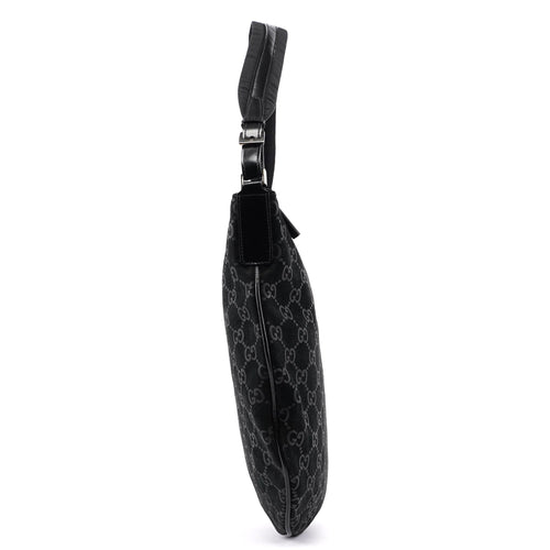 001 1206 Black Suede GG Shoulder Bag