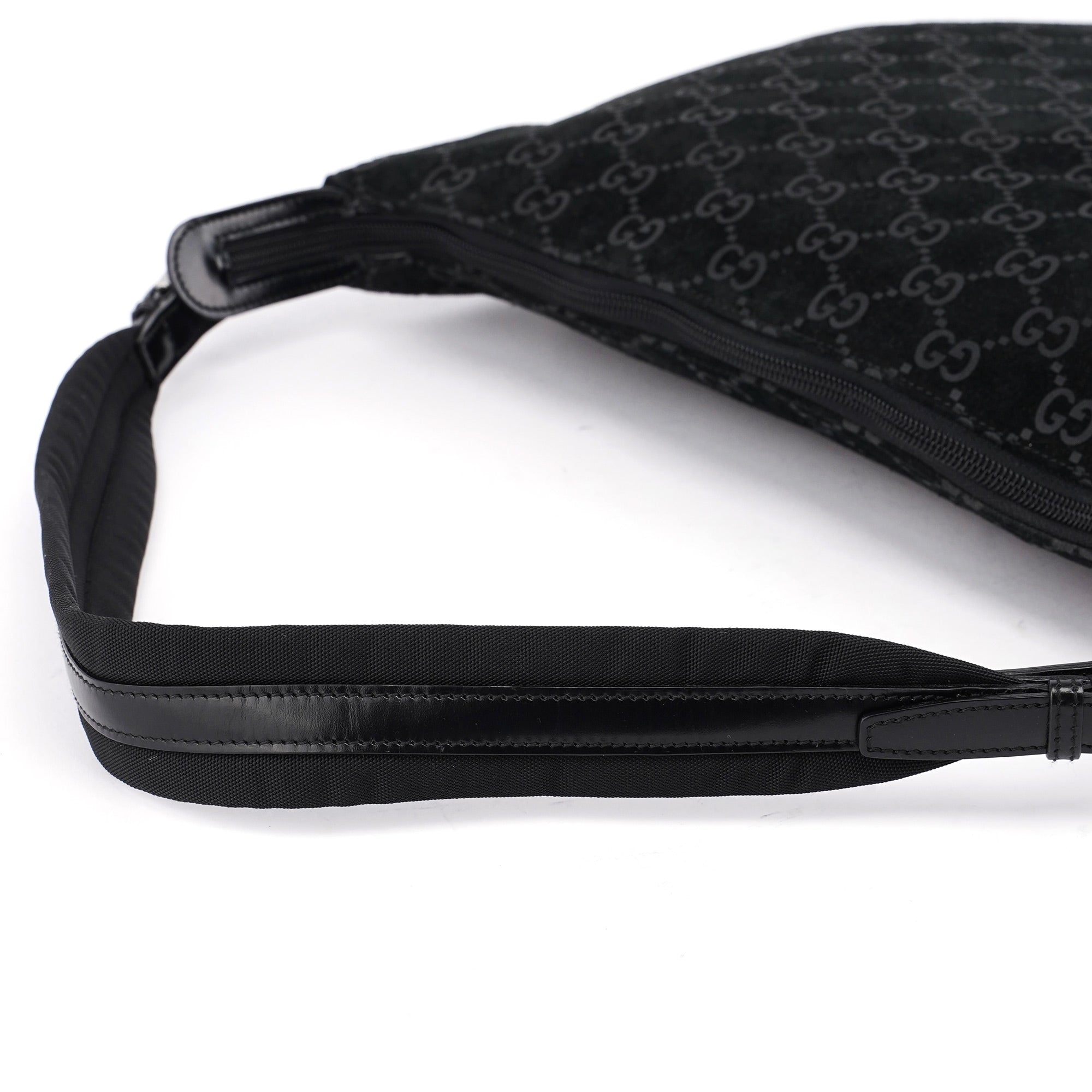 001 1206 Black Suede GG Shoulder Bag