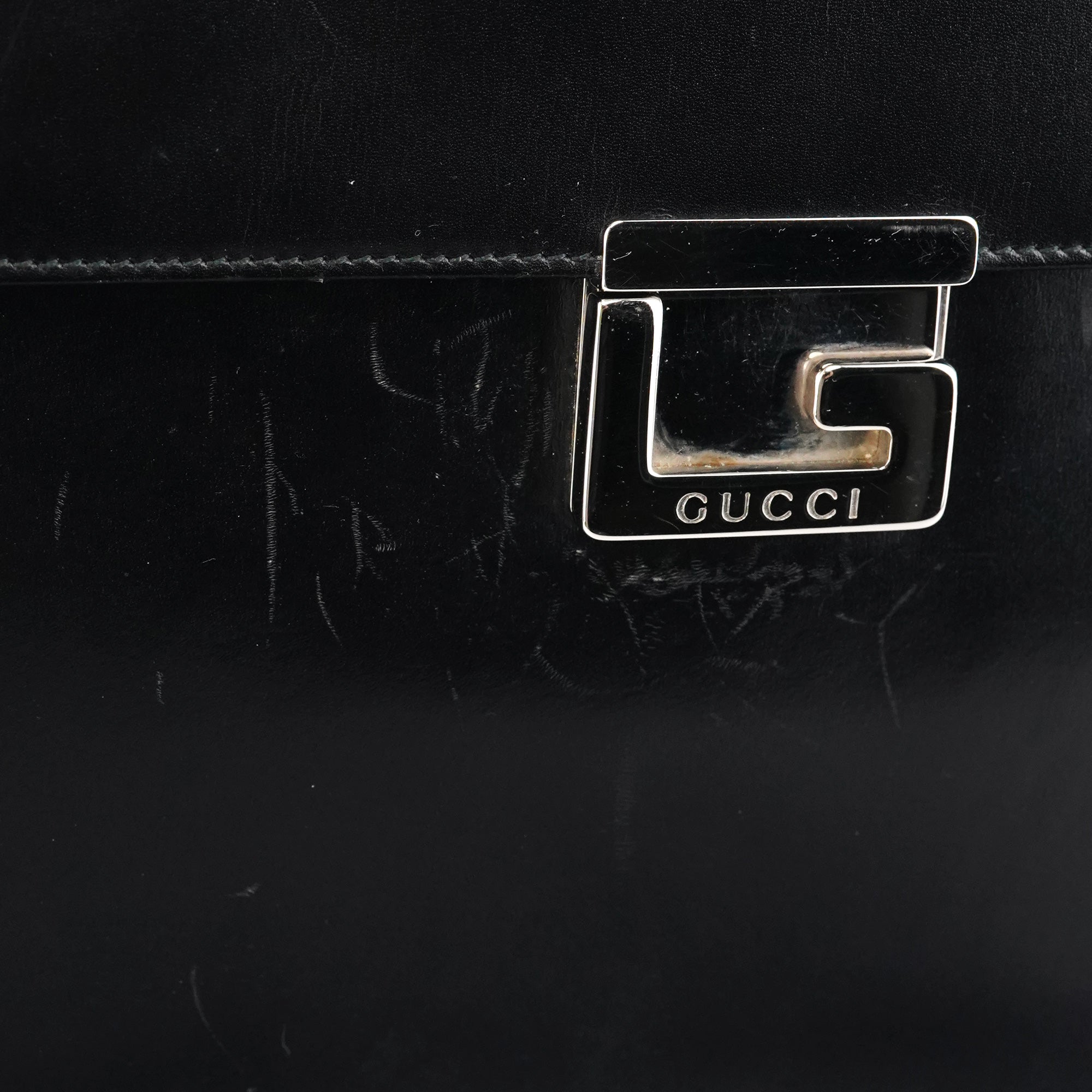 001 1364 1732 Black Calfskin Square G Shoulder Bag