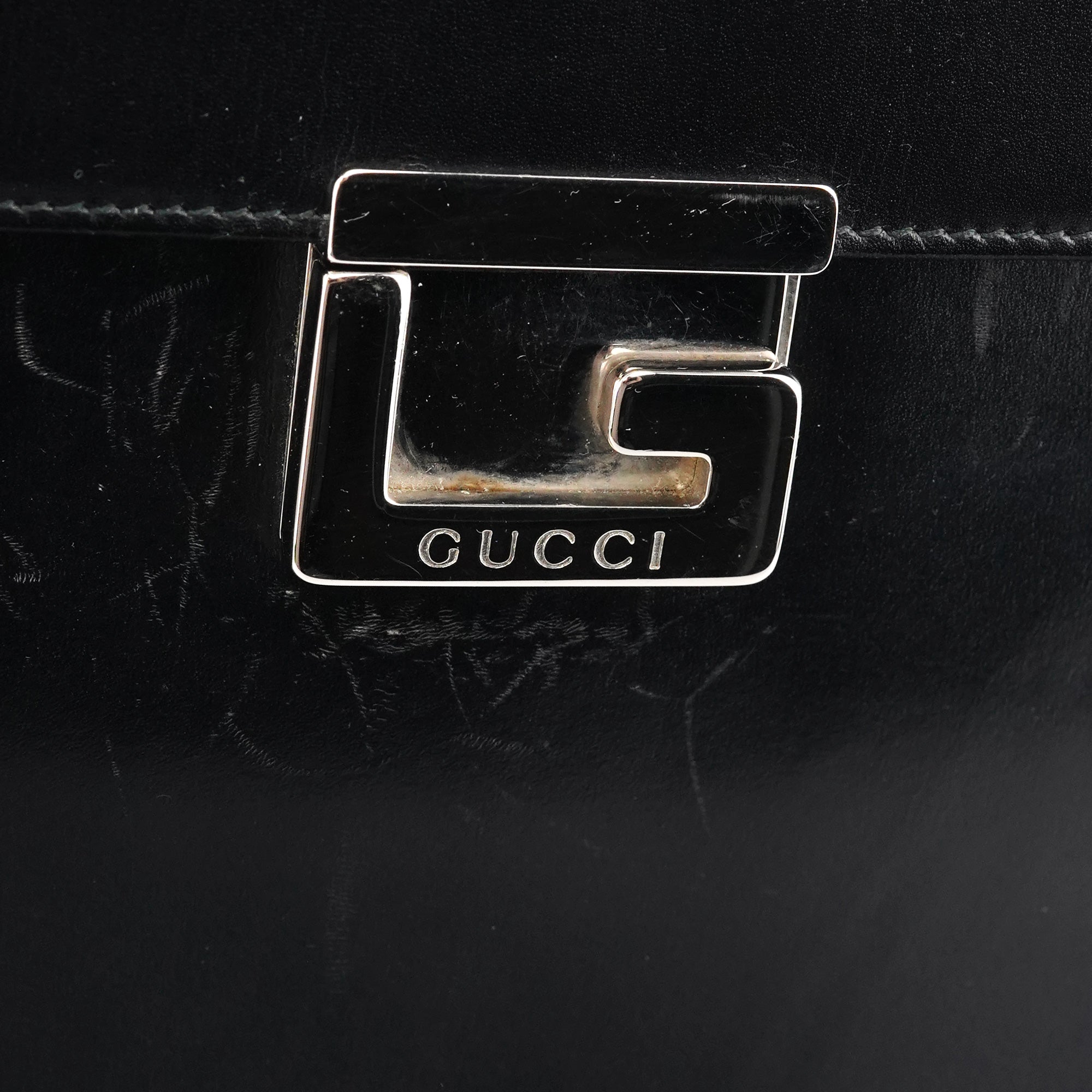 001 1364 1732 Black Calfskin Square G Shoulder Bag