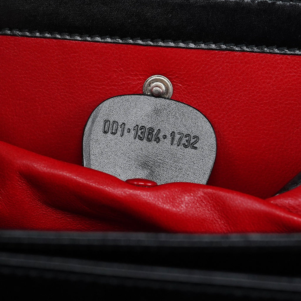 001 1364 Black Calfskin Square G Shoulder Bag