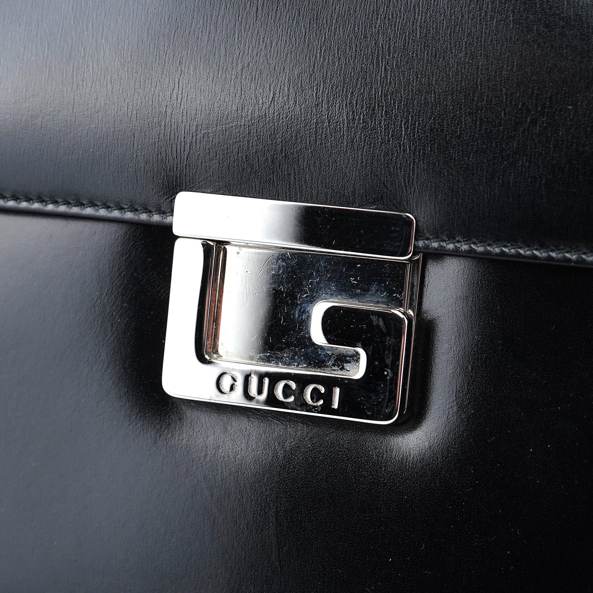 001 1364 Black Calfskin Square G Shoulder Bag