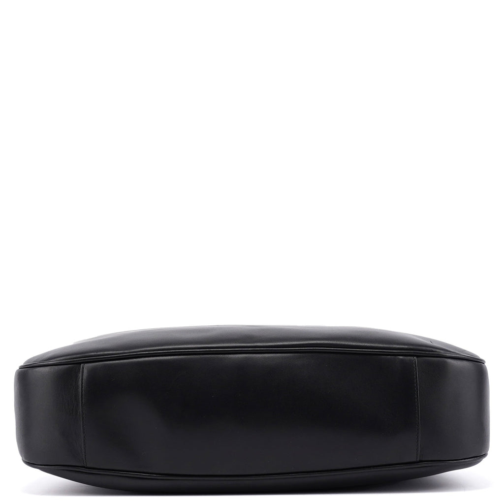 001 1577 Black Calfskin Bamboo 2-Way Bag