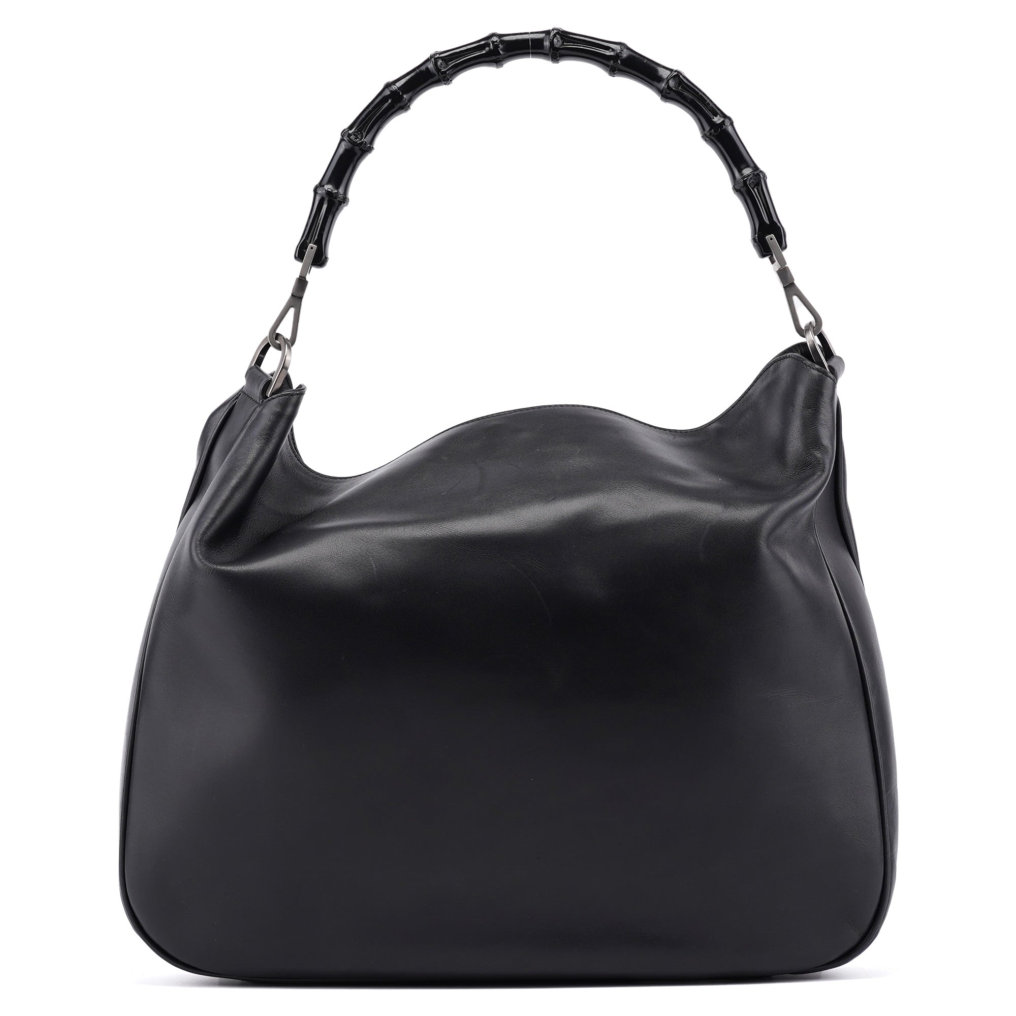 001 1577 Black Calfskin Bamboo 2-Way Bag