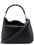 001 1577 Black Calfskin Bamboo 2-Way Bag