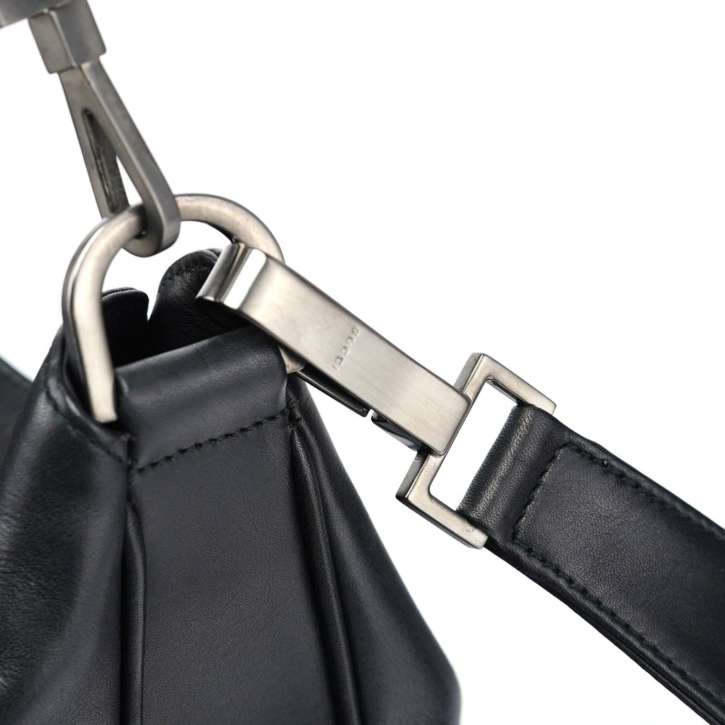 001 1577 Black Calfskin Bamboo 2-Way Bag