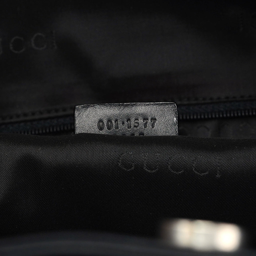001 1577 Black Calfskin Bamboo 2-Way Bag