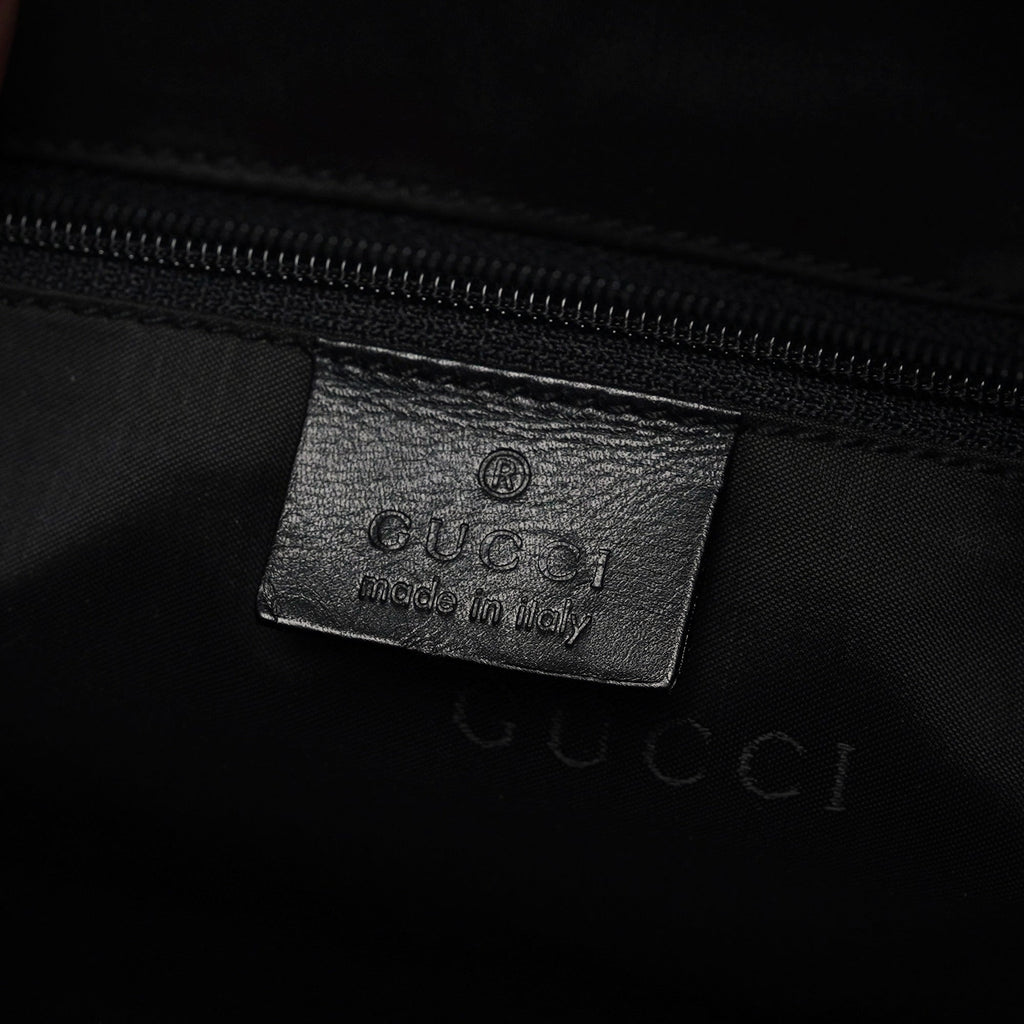 001 1577 Black Calfskin Bamboo 2-Way Bag
