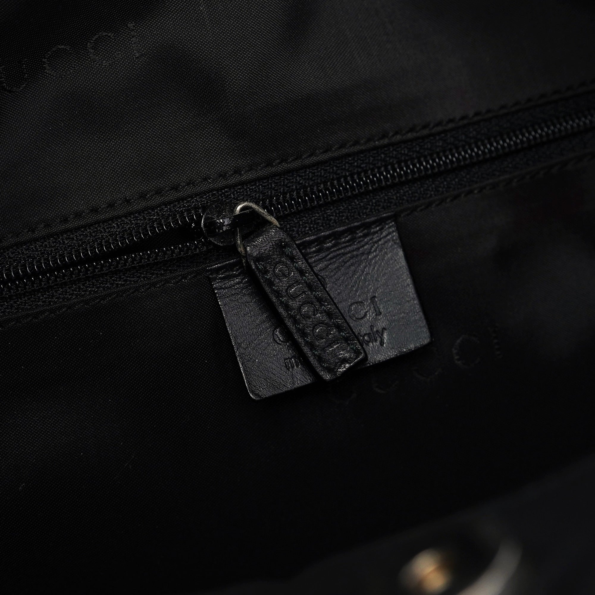 001 1577 Black Calfskin Bamboo 2-Way Bag