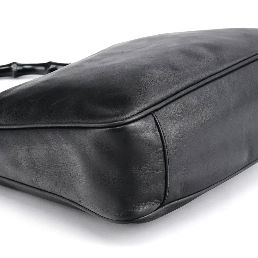 001 1638 Black Leather Bamboo 2-Way Bag