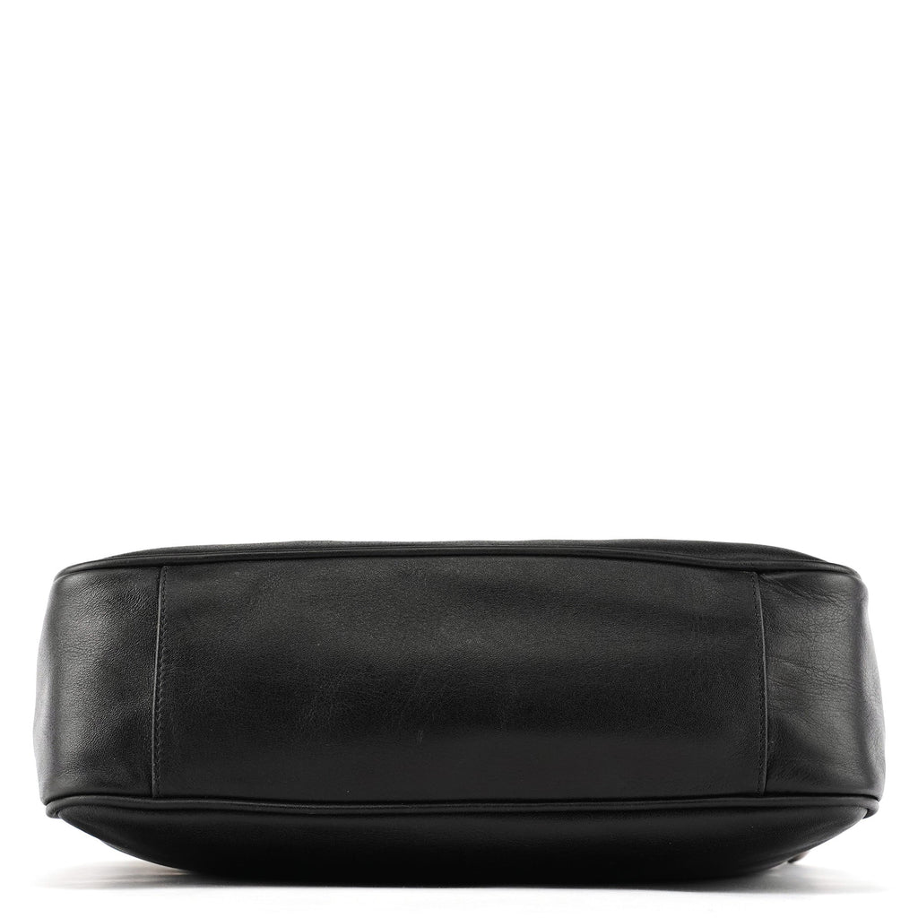 001 1638 Black Leather Bamboo 2-Way Bag