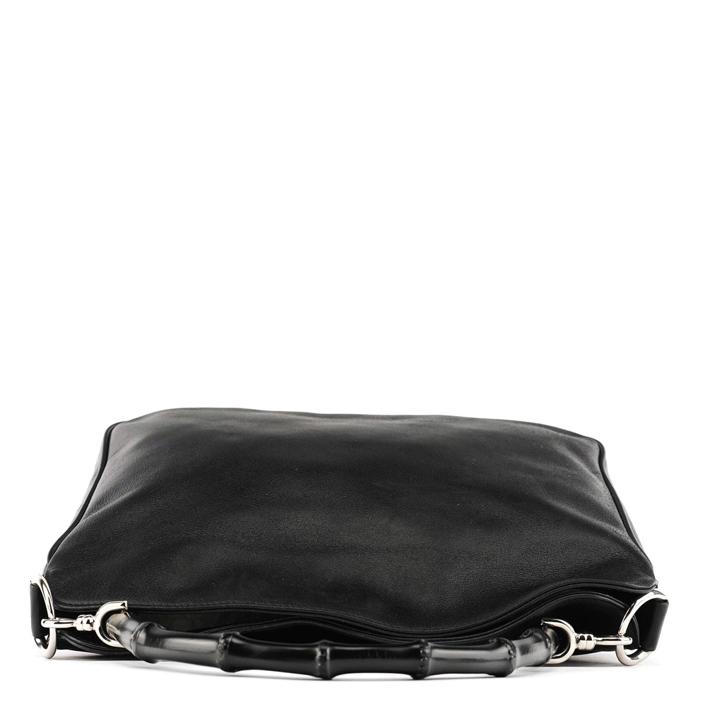 001 1638 Black Leather Bamboo 2-Way Bag
