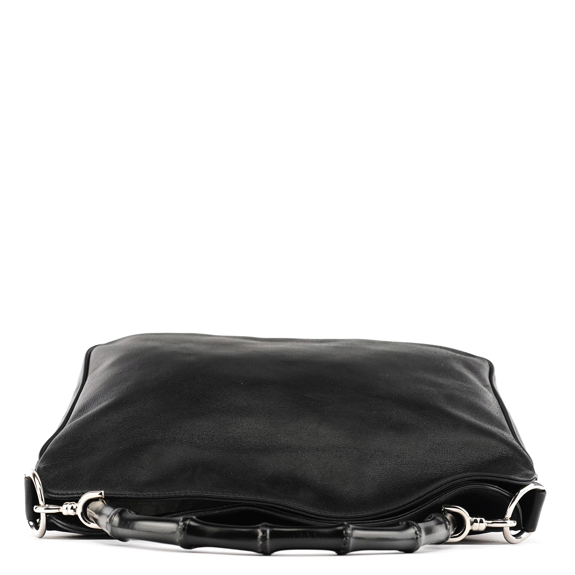 001 1638 Black Leather Bamboo 2-Way Bag