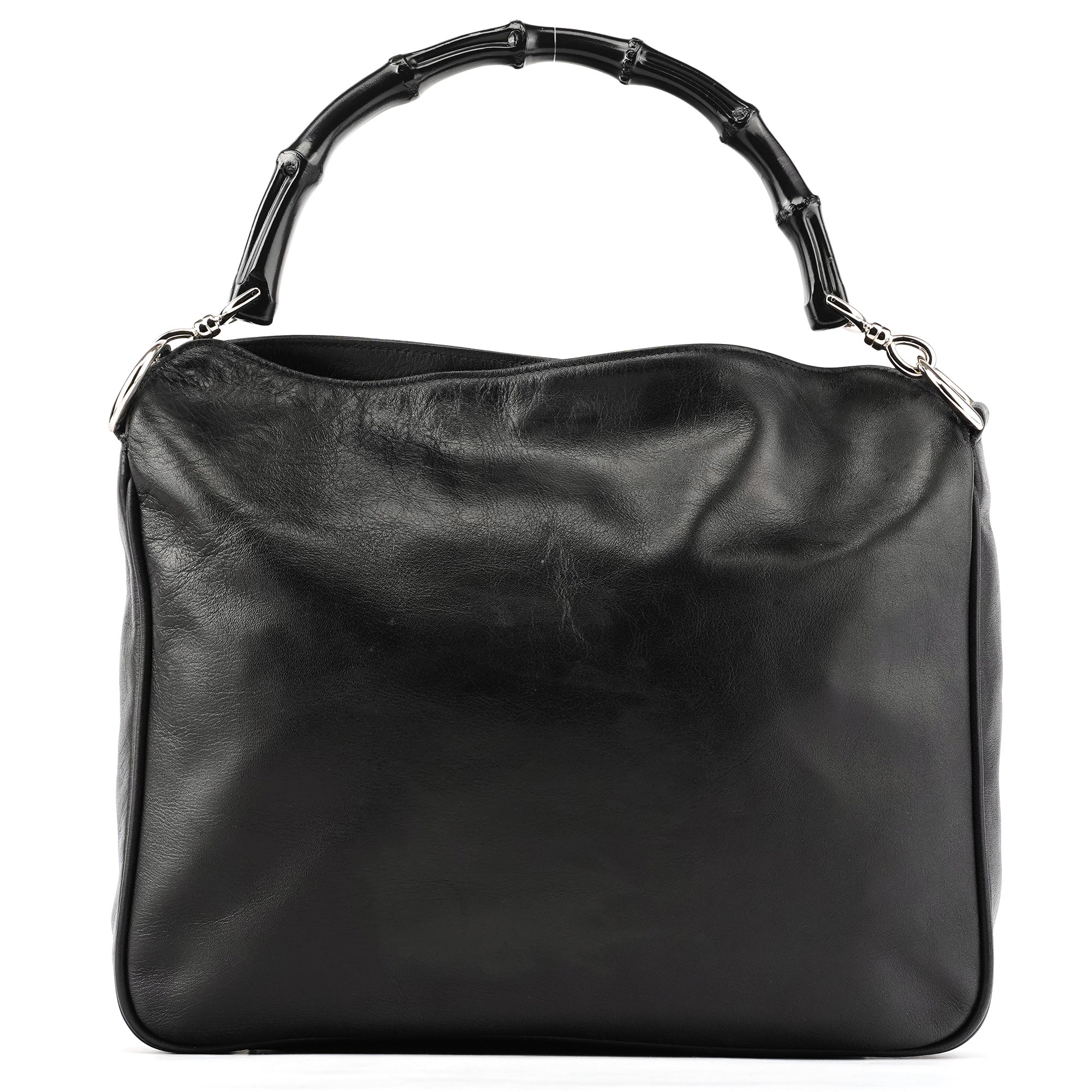 001 1638 Black Leather Bamboo 2-Way Bag