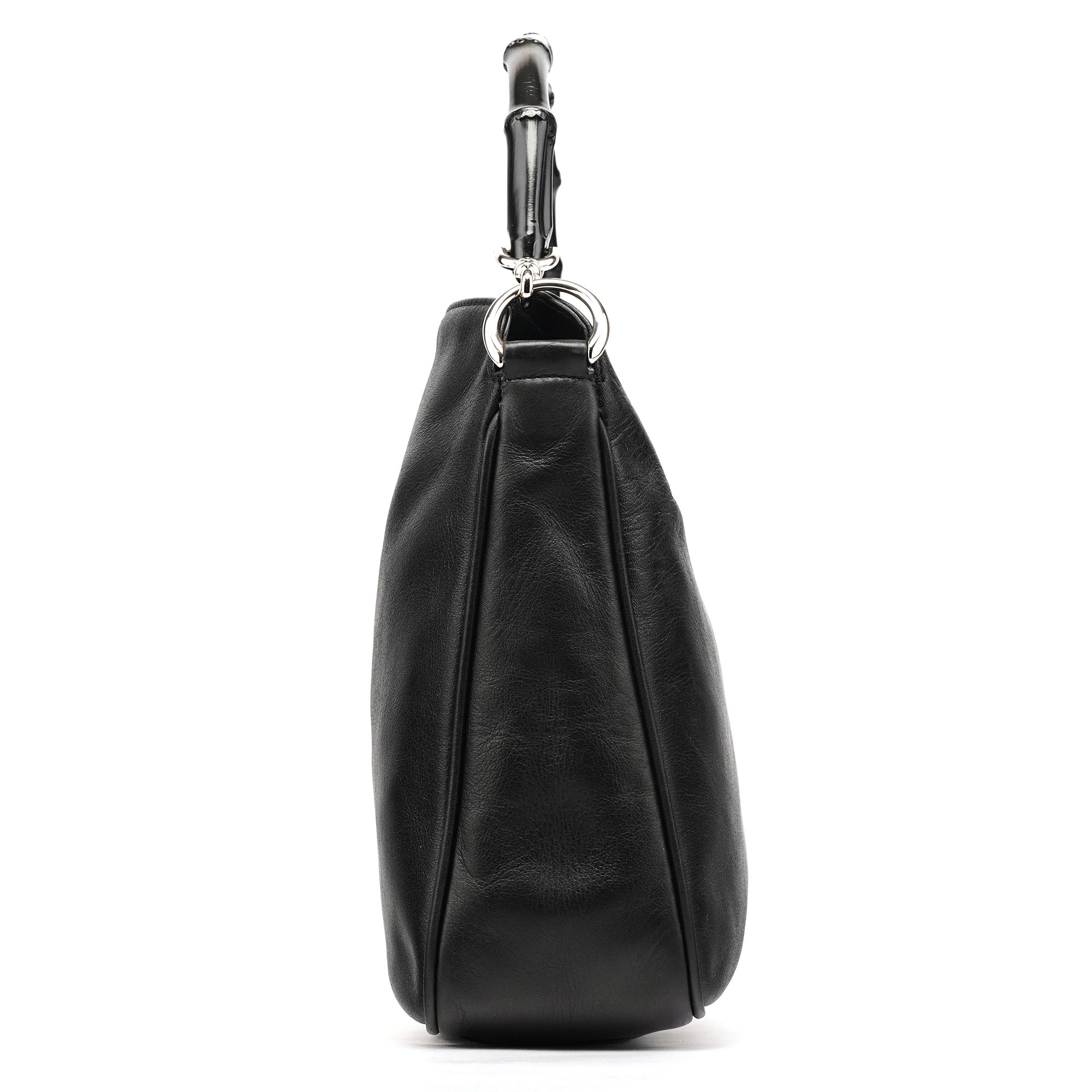001 1638 Black Leather Bamboo 2-Way Bag