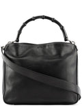 001 1638 Black Leather Bamboo 2-Way Bag
