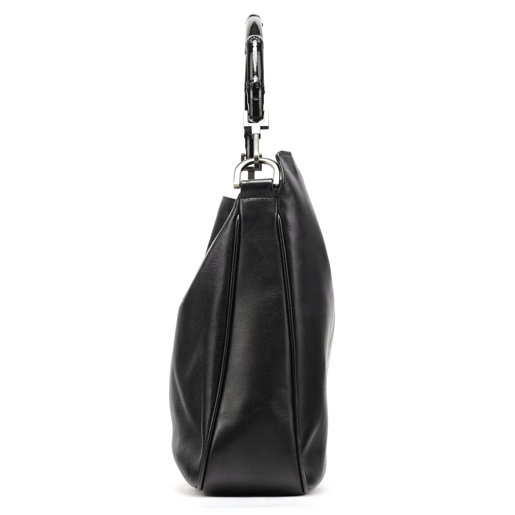 001 1638 Black Leather Bamboo 2-Way Bag