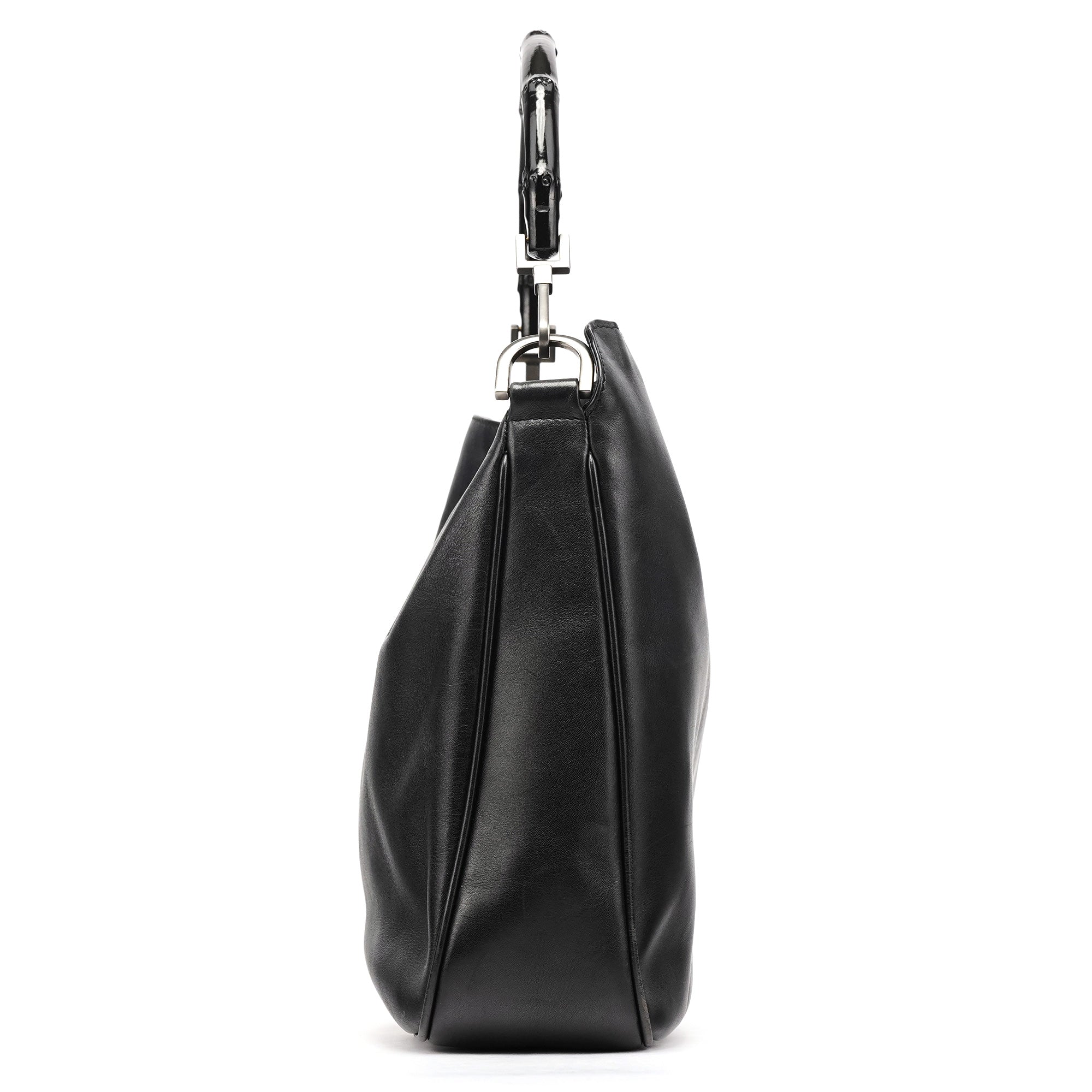 001 1638 Black Leather Bamboo 2-Way Bag