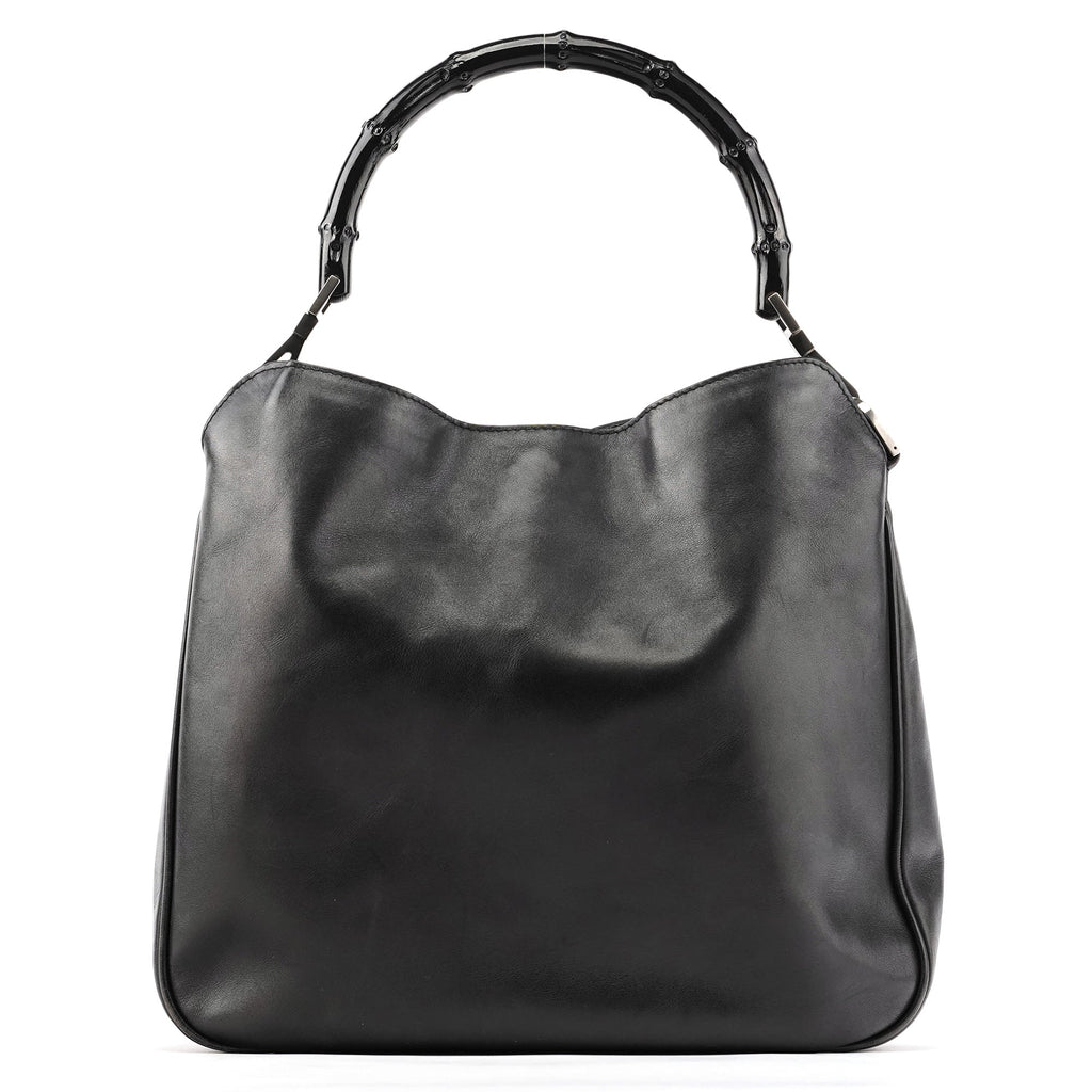 001 1638 Black Leather Bamboo 2-Way Bag