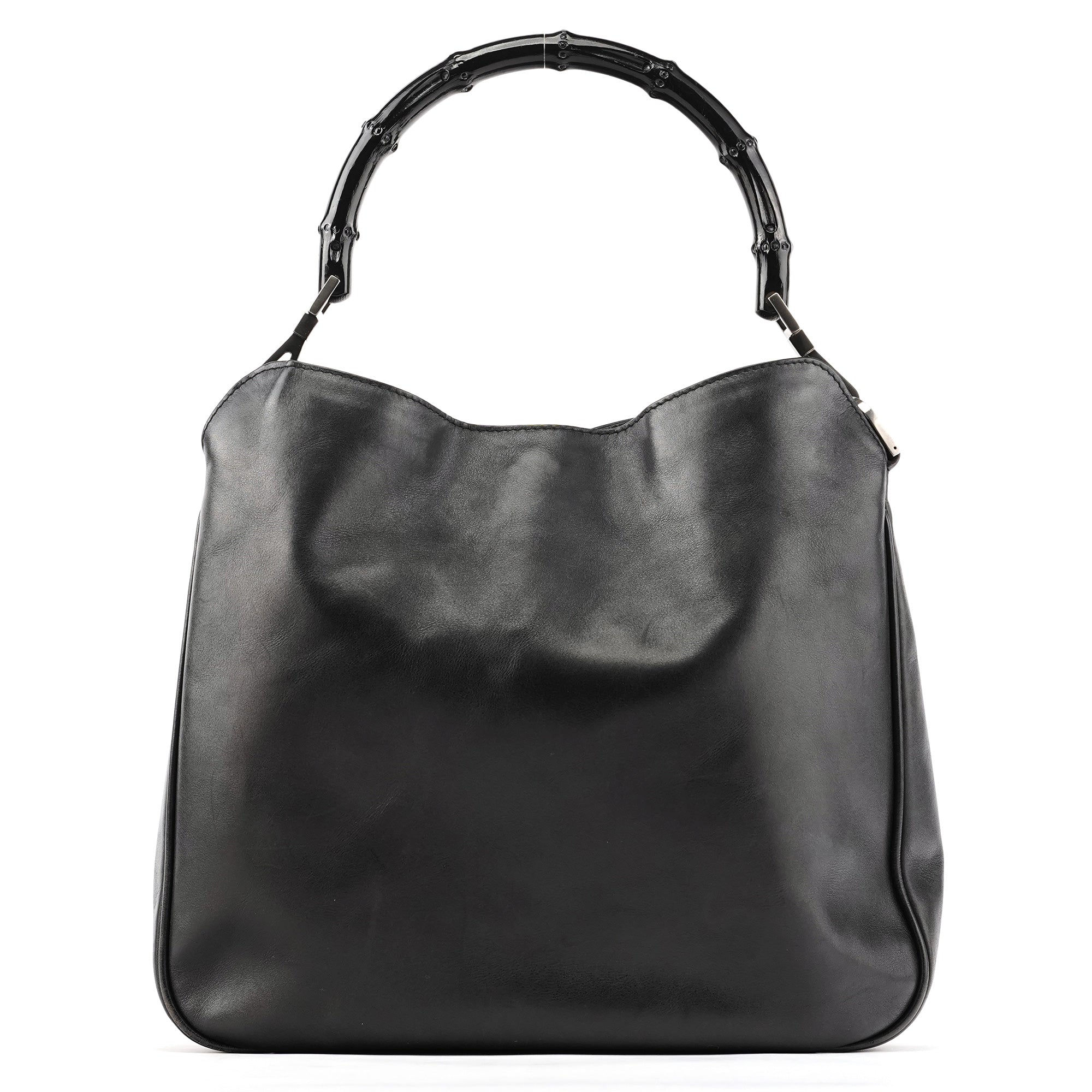 001 1638 Black Leather Bamboo 2-Way Bag