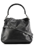 001 1638 Black Leather Bamboo 2-Way Bag