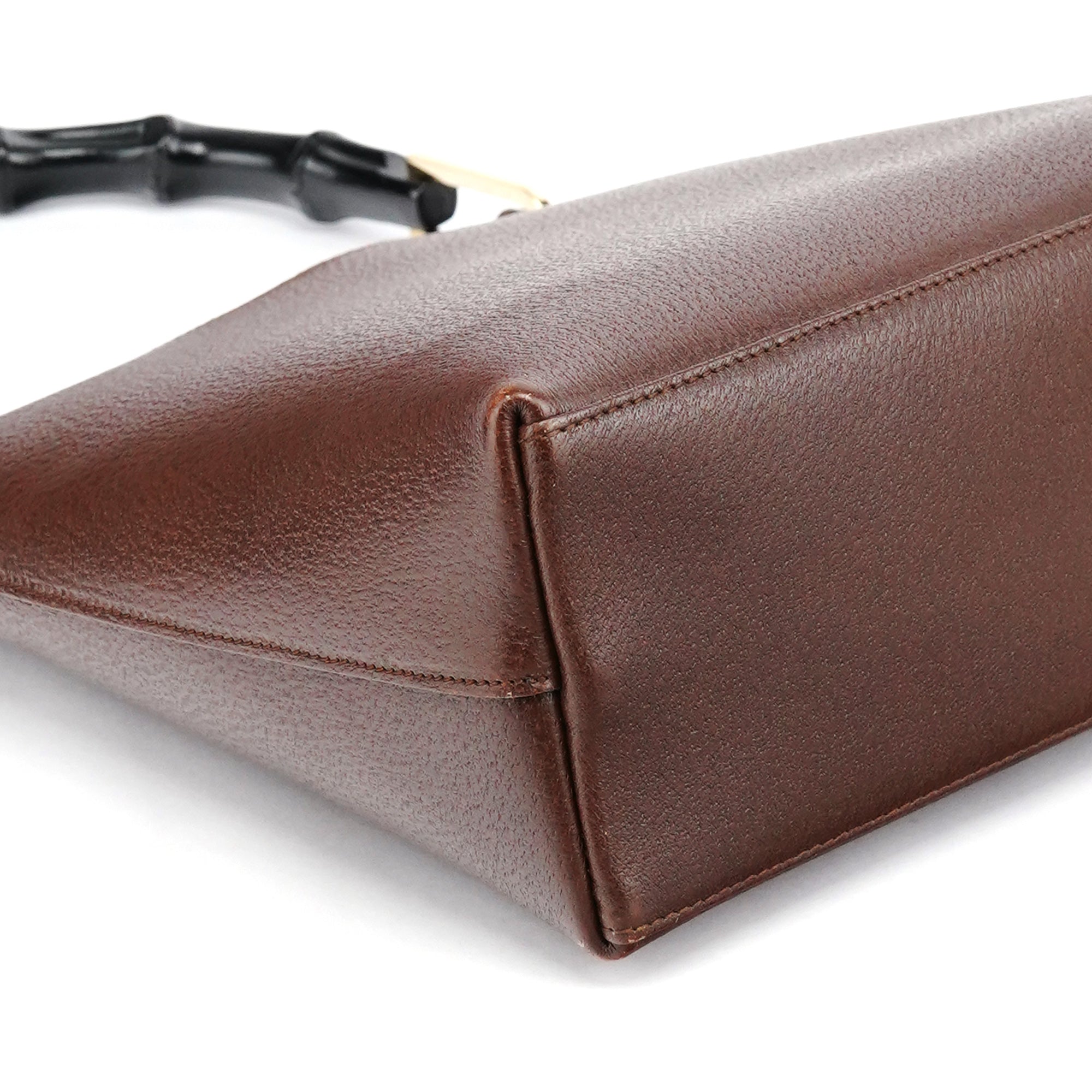 001 1880 Brown Leather Bamboo Hobo Shoulder Bag