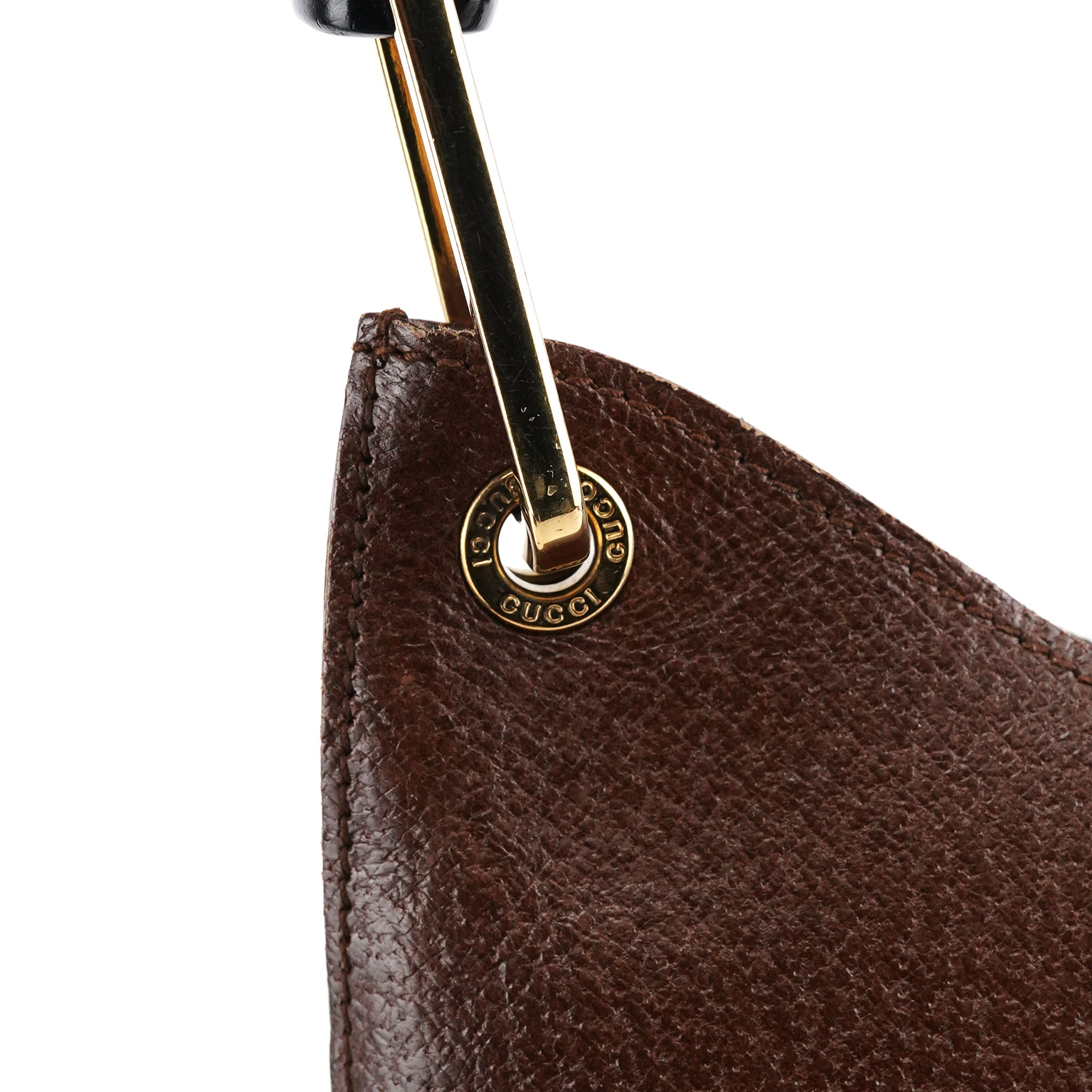 001 1880 Brown Leather Bamboo Hobo Shoulder Bag