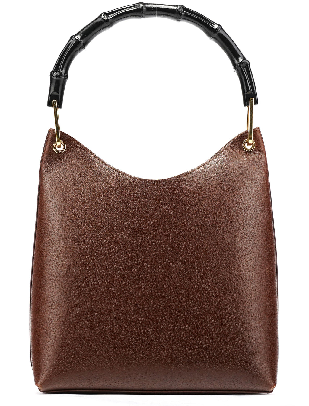 001 1880 Brown Leather Bamboo Hobo Shoulder Bag