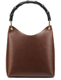 001 1880 Brown Leather Bamboo Hobo Shoulder Bag