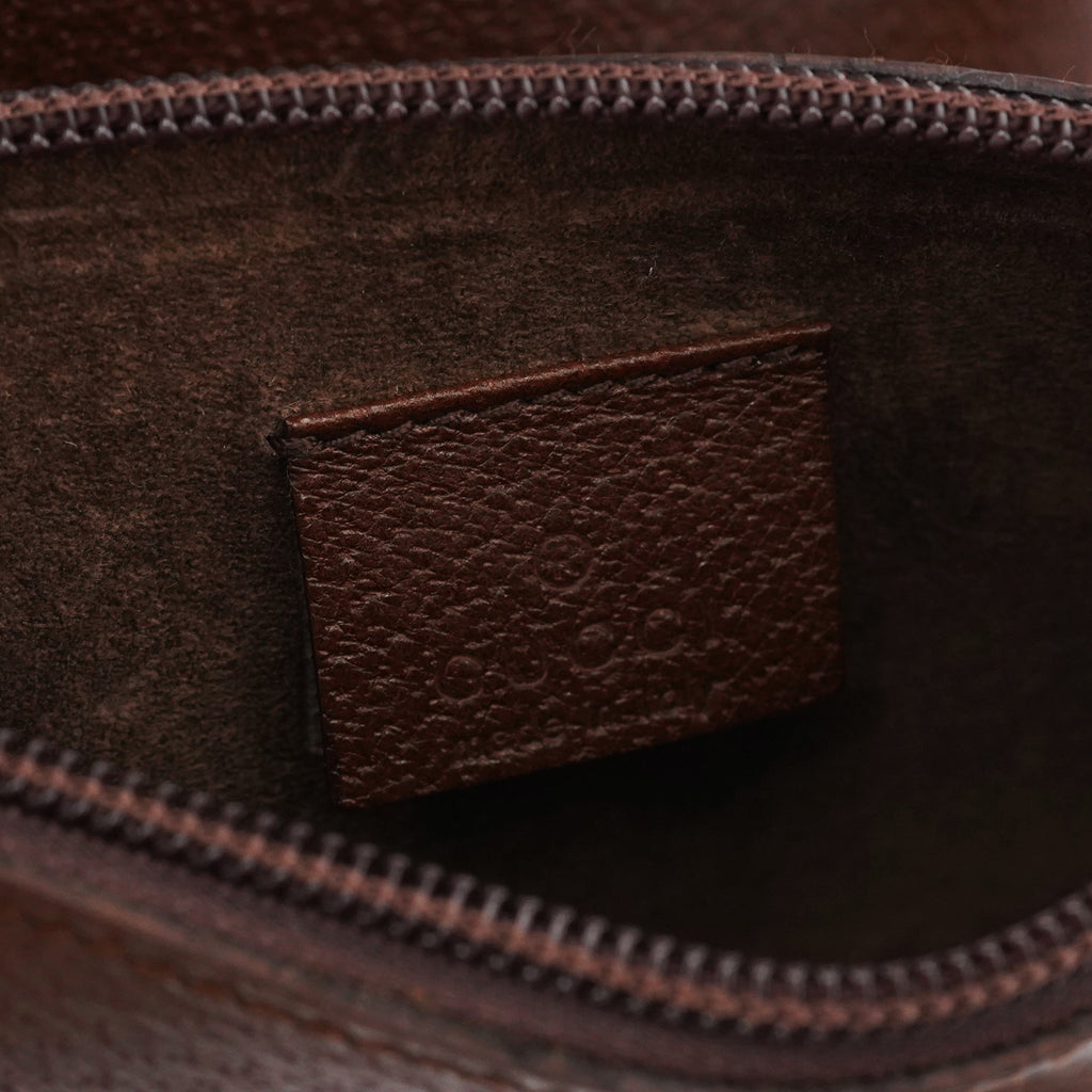 001 1880 Brown Leather Bamboo Shoulder Bag