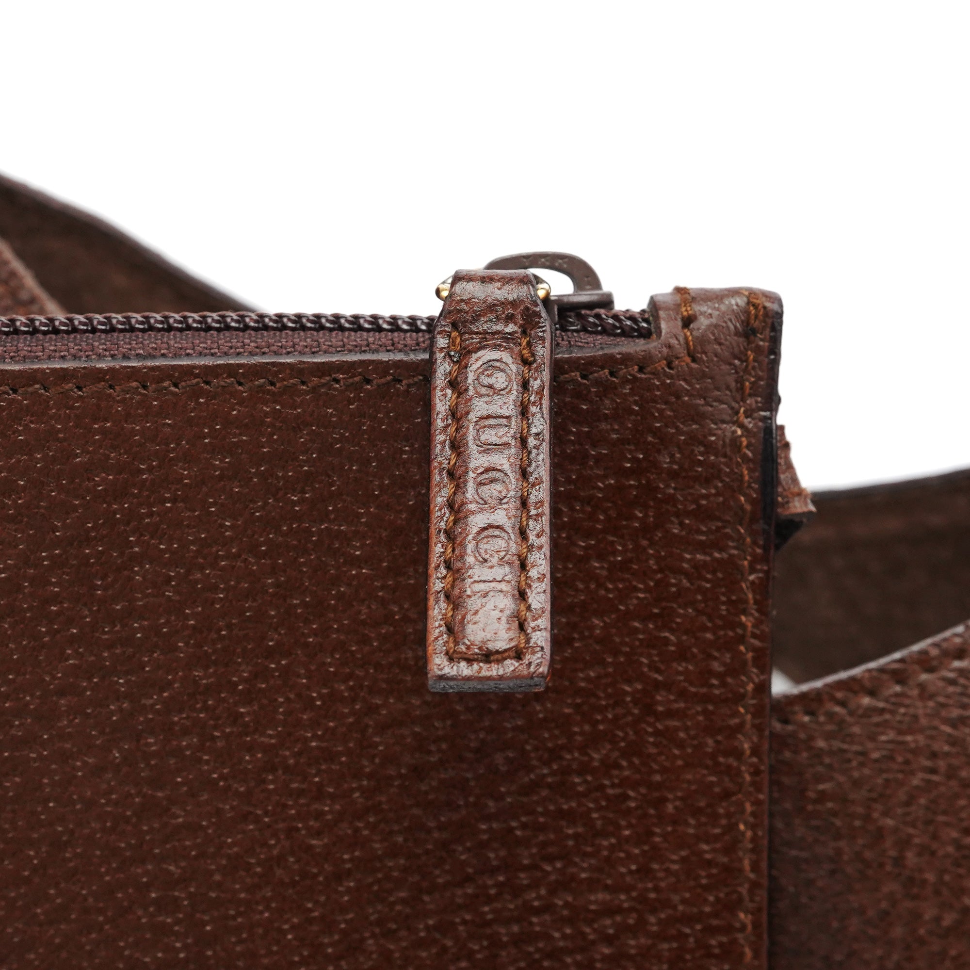 001 1880 Brown Leather Bamboo Shoulder Bag