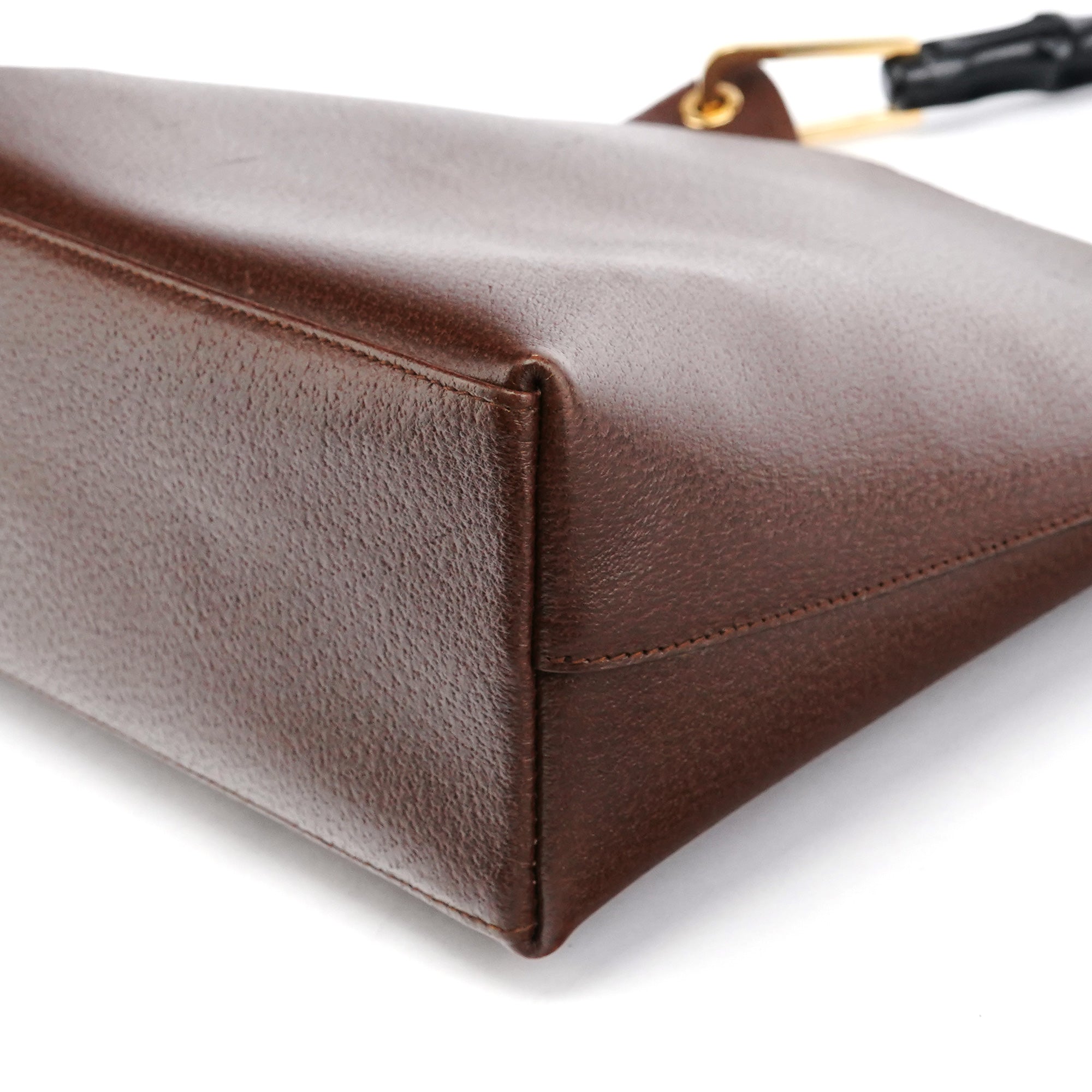001 1880 Brown Leather Bamboo Shoulder Bag