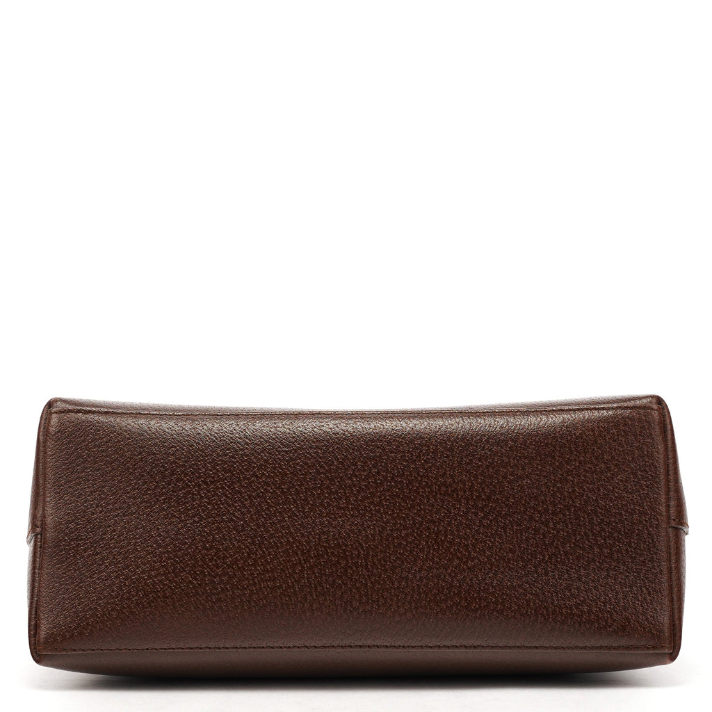 001 1880 Brown Leather Bamboo Shoulder Bag