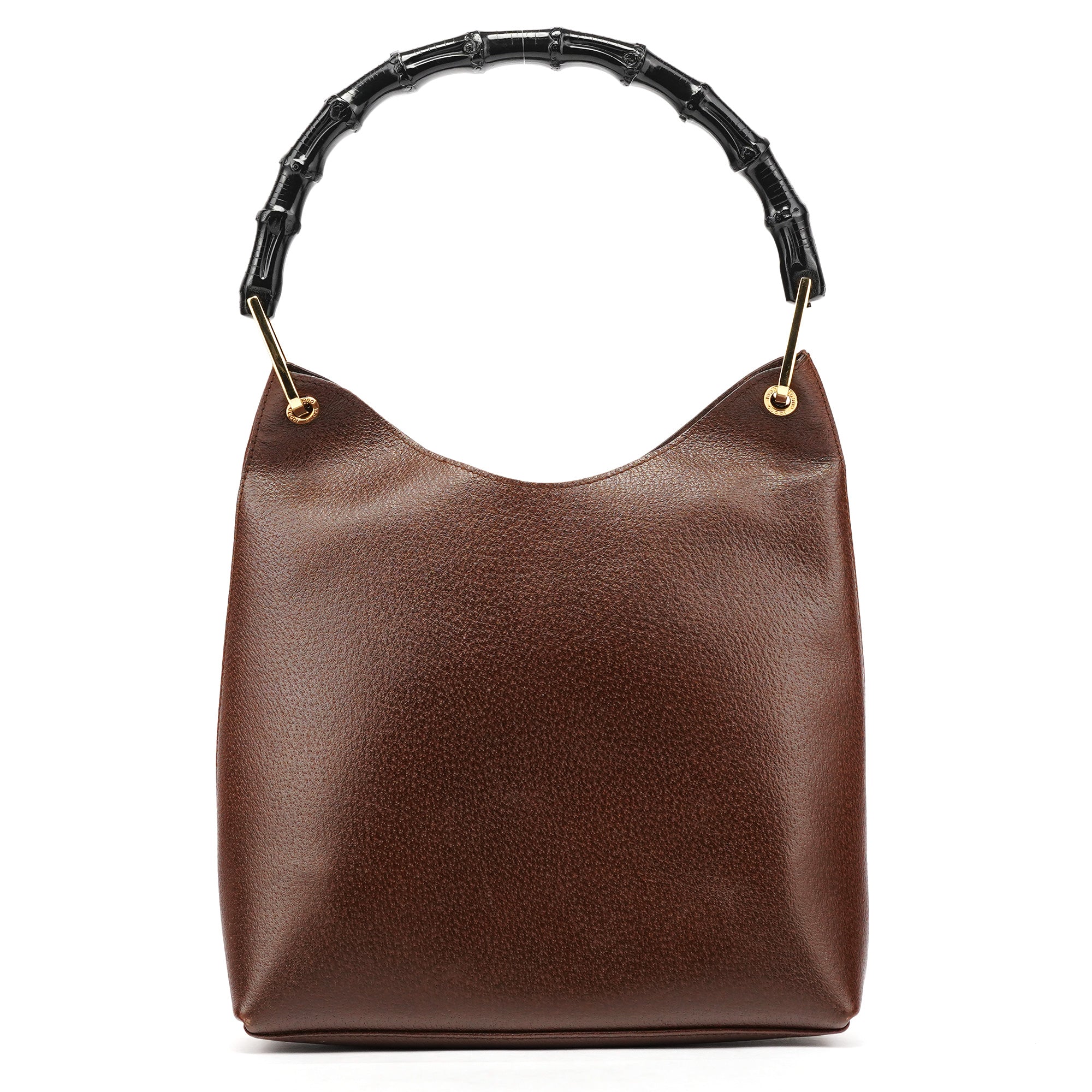 001 1880 Brown Leather Bamboo Shoulder Bag