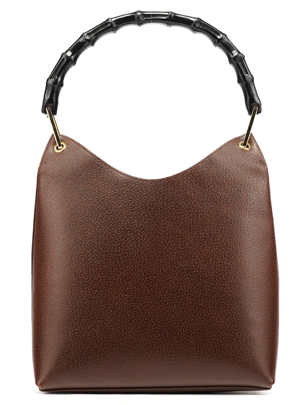 001 1880 Brown Leather Bamboo Shoulder Bag