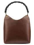 001 1880 Brown Leather Bamboo Shoulder Bag