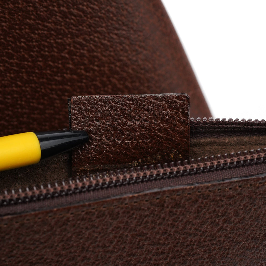 001 1880 Brown Leather Bamboo Shoulder Bag
