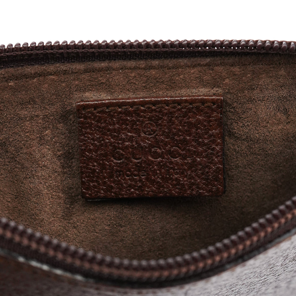 001 1880 Brown Leather Bamboo Shoulder Bag