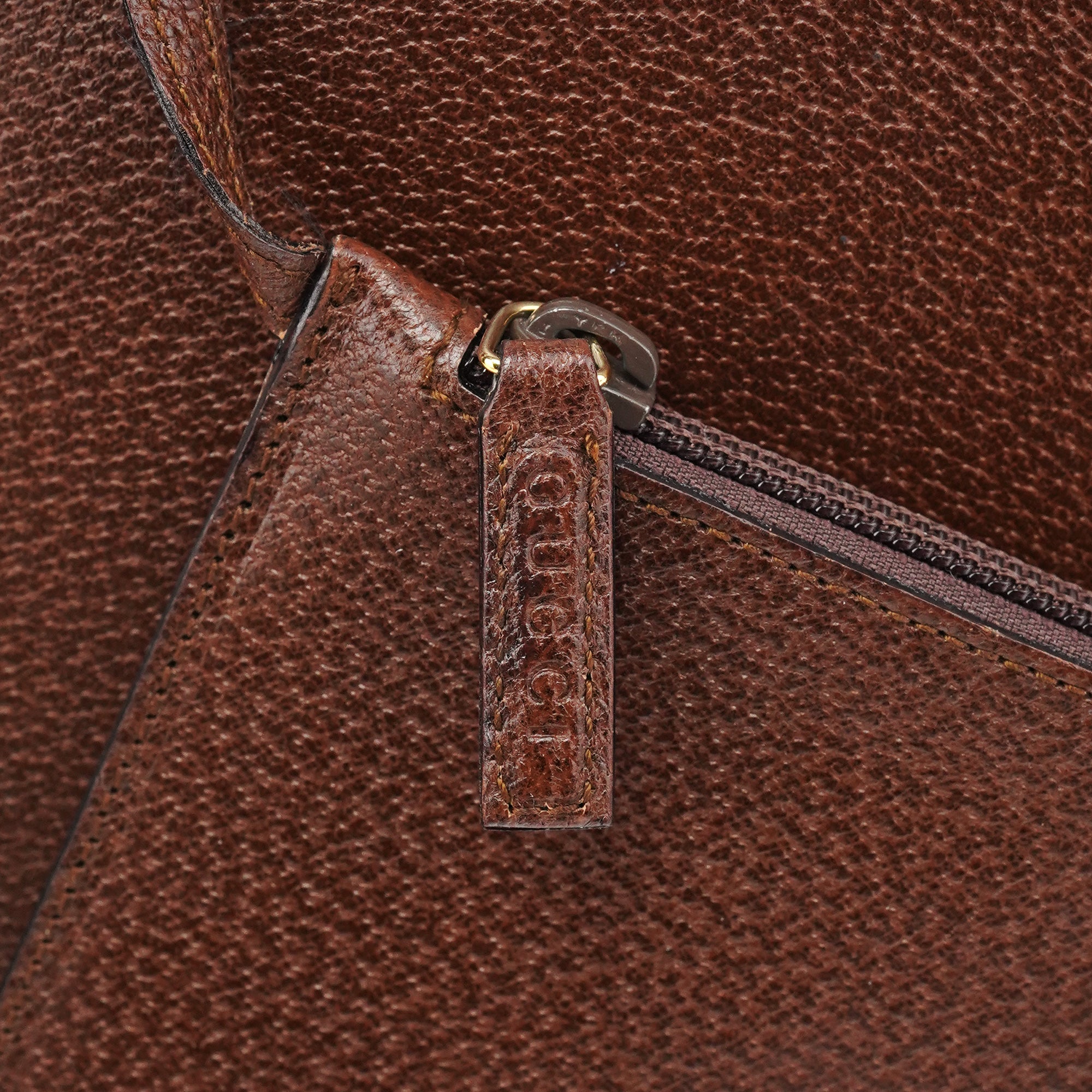 001 1880 Brown Leather Bamboo Shoulder Bag