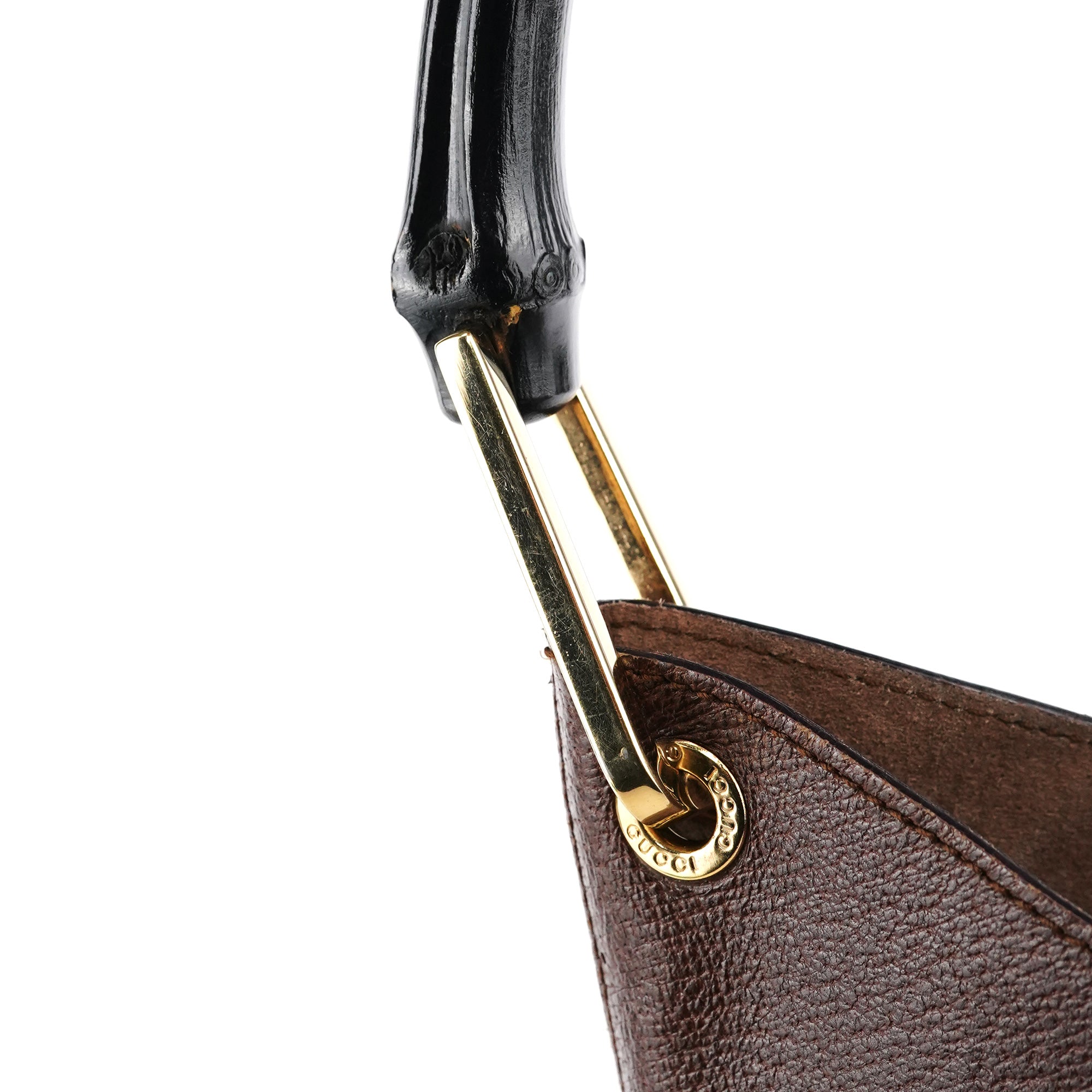 001 1880 Brown Leather Bamboo Shoulder Bag
