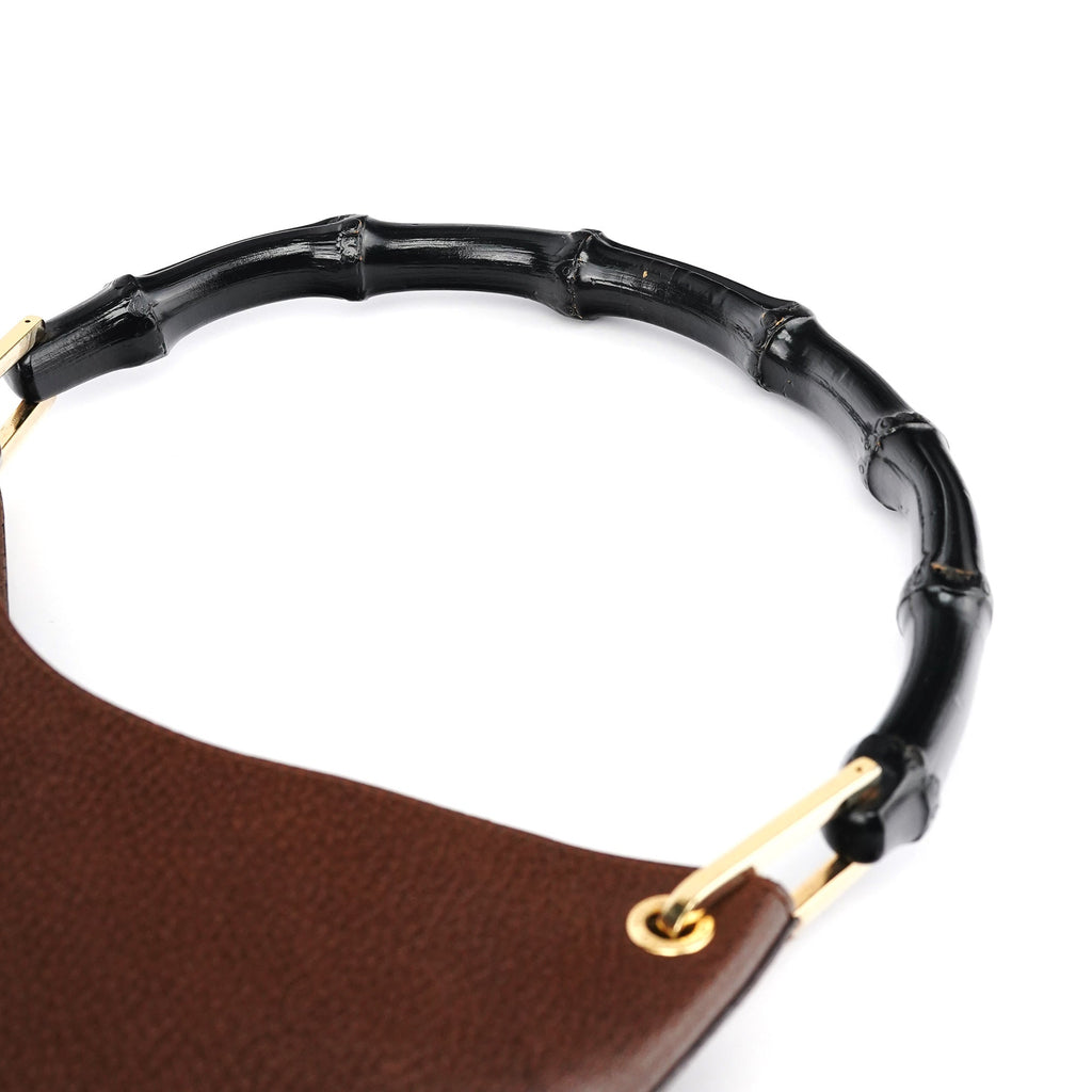 001 1880 Brown Leather Bamboo Shoulder Bag