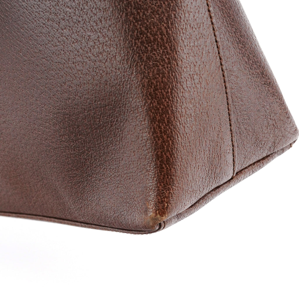 001 1880 Brown Leather Bamboo Shoulder Bag