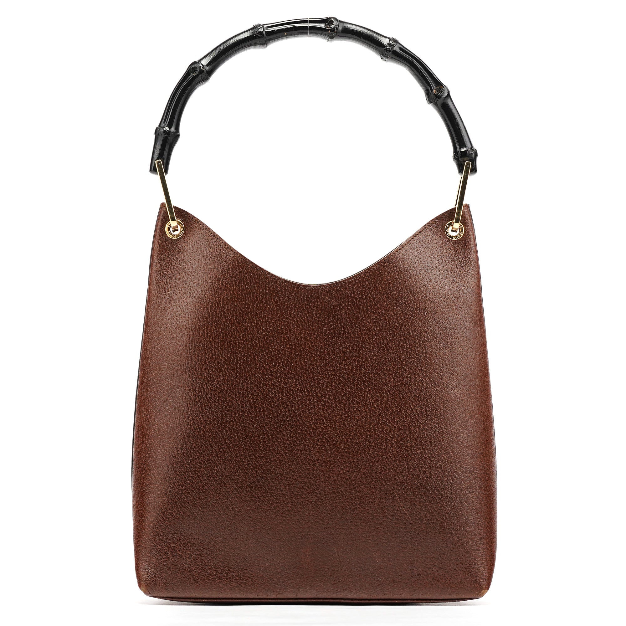 001 1880 Brown Leather Bamboo Shoulder Bag