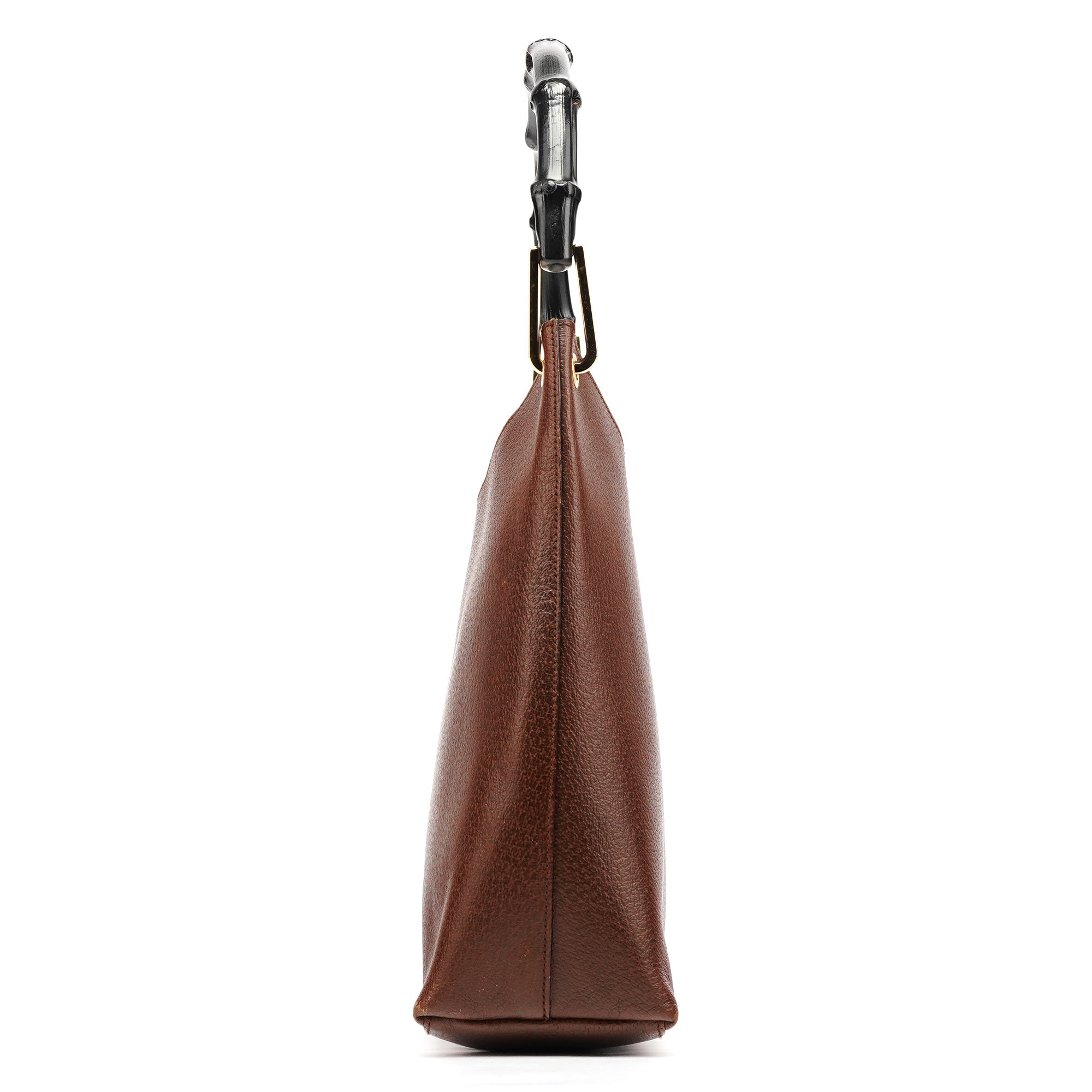 001 1880 Brown Leather Bamboo Shoulder Bag
