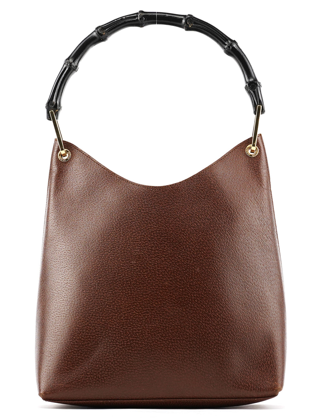001 1880 Brown Leather Bamboo Shoulder Bag