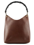 001 1880 Brown Leather Bamboo Shoulder Bag