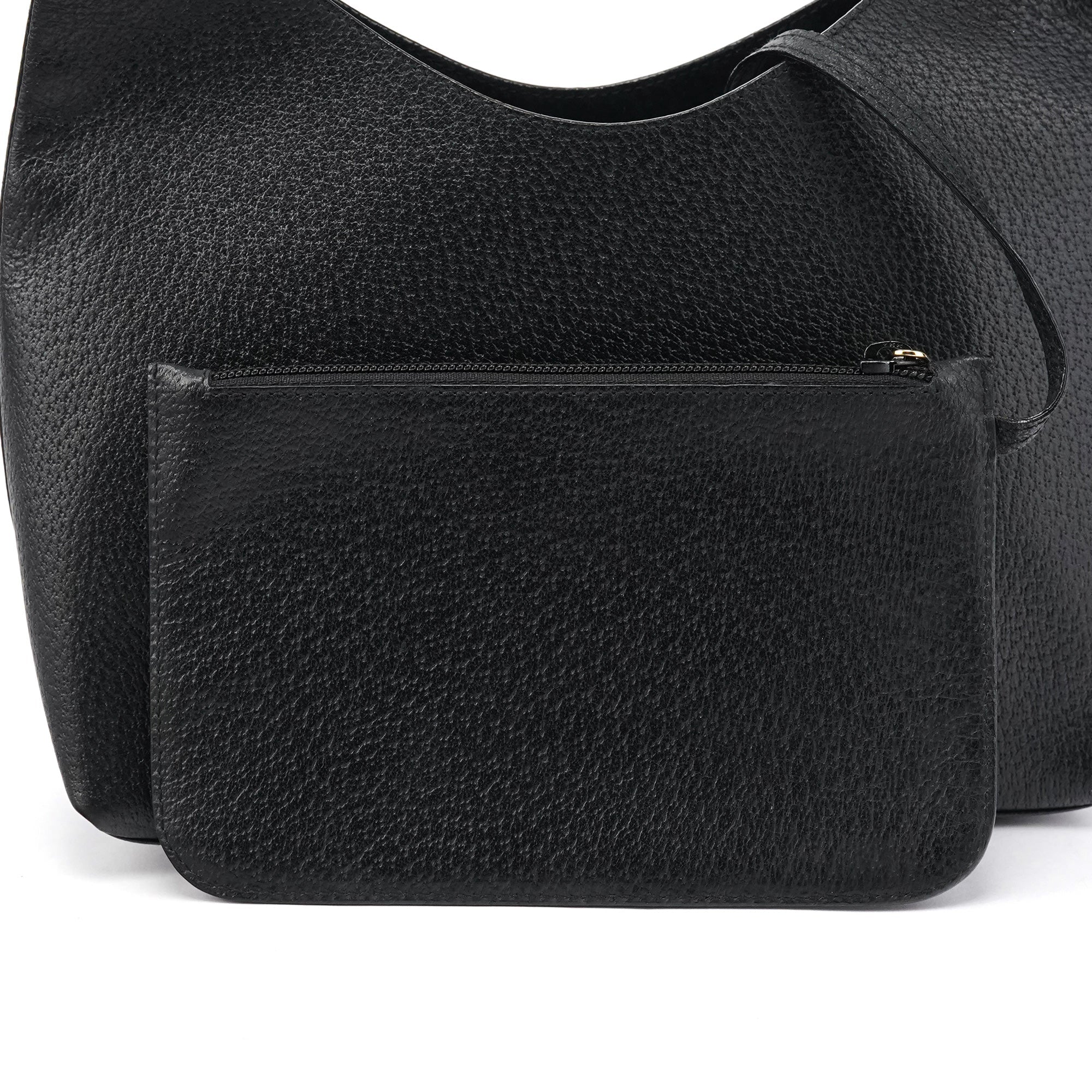 001 1883 Black Leather Bamboo Hobo Bag